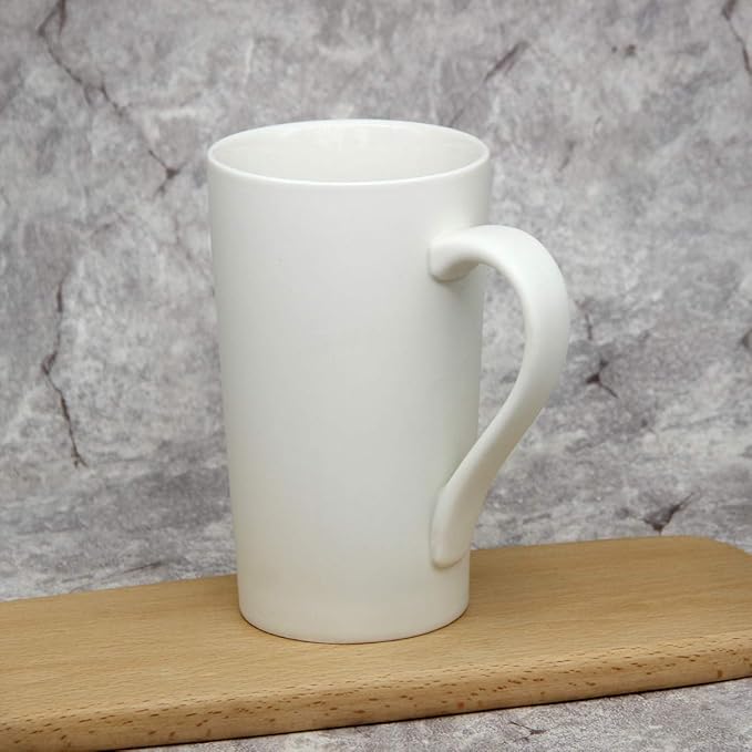 Smilatte 20 oz Large Coffee Mugs, M007 Plain Tall Ceramic Cup with Handle for Dad Men, Set of 2, White