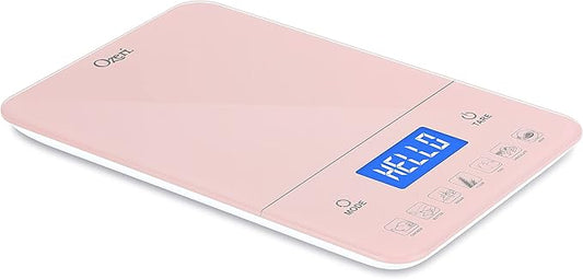 Ozeri Touch III Digital Kitchen Scale with Calorie Counter, 22 lbs (10 kg), Crystal Rose