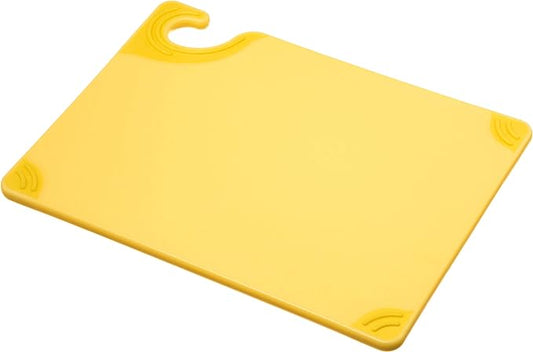 San Jamar Saf-T-Grip Plastic Cutting Board with Safety Hook, 9" x 12" x 0.375", Yellow
