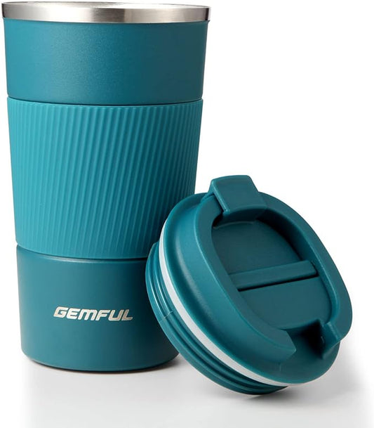 GEMFUL 17oz Travel Coffee Mug To Go Cup with Lid Stainless Steel Insulated Reusable Tumbler Leak Proof Coffee Lovers Gifts for Hot Cold Drinks Women Men Office Car (Blue)