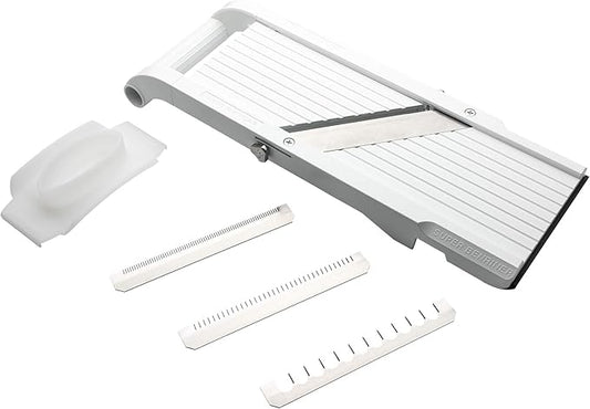 Benriner Mandoline Super Slicer, with 4 Japanese Stainless Steel Blades, BPA Free, 14.5 x 5.25-Inches, New Model
