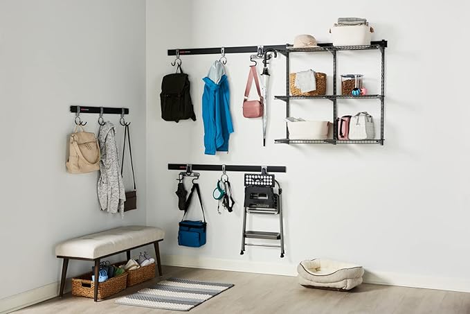 Rubbermaid FastTrack Wall Mounted Storage and Organization System Rail 48" Holds up to 1750 pounds Black Home/Garage Organization for Yard Tools/Sports Equipment/Ladders