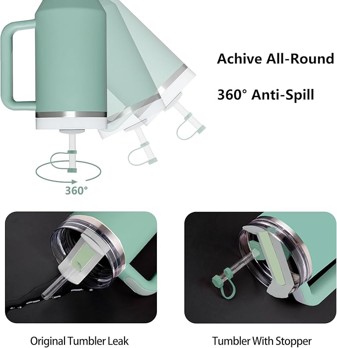 Silicone Spill Stopper Set Compatible with Stanley Cup 2.0 30oz & 40oz with Straw Cover, Set of 4