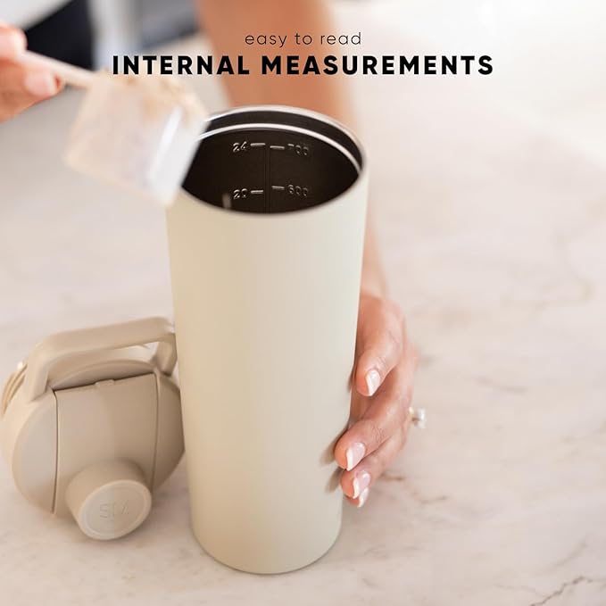 Simple Modern Stainless Steel Shaker Bottle with Ball 24oz | Metal Insulated Cup for Protein Mixes, Shakes and Pre Workout | Rally Collection | Blush