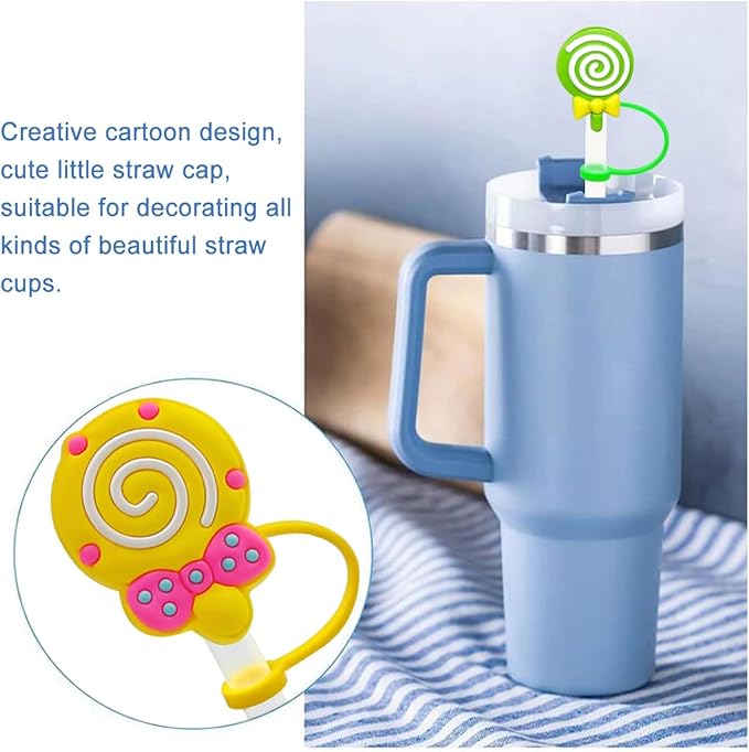 Straw Cover Cap for Stanley Cup,Straw Topper Compatible for 30 and 40 Oz Tumbler with Handle,10 mm 0.6 in Reusable Straw Tips Lids,Straw Tip Covers for Christmas Gifts