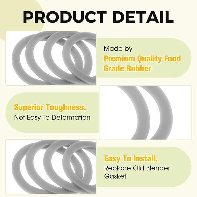 Replacement for Black and Decker Blender Gasket Rubber Seal Gasket Sealing O-Ring, Replace 132812-07, Compatible with Black & Decker Blender BL1900 BL3900 BL4900 BL5000 BL5900 BL6000 (Pack of 4)