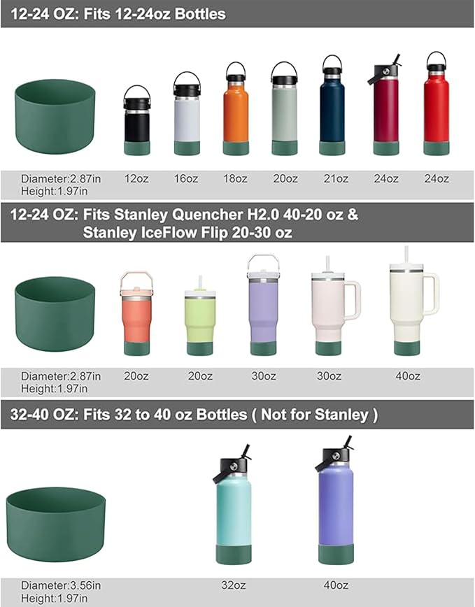 CHEETAH Protective Boot for Hydroflask Water Bottle 12oz - 40oz, BPA Free Bottom Silicone Sleeve Cover, Compatible with All Water Bottles with Bottom Width of 2.87-3.56in