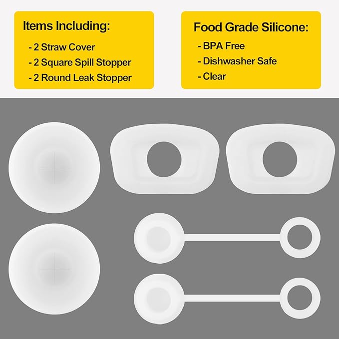 Spill Stopper Set for Stanley Cup 2.0 40oz 30oz, Accessories Including Straw Cover Cap, Fix Leak Stopper and Lid Spill Plug, Clear