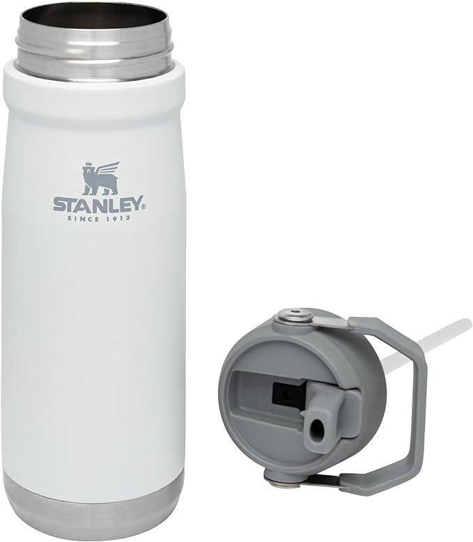 STANLEY IceFlow Flip Straw Water Bottle 22 oz | Built-In Straw for Travel and Sports | Lightweight and Leak Resistant | Insulated Stainless Steel | BPA-Free | Polar