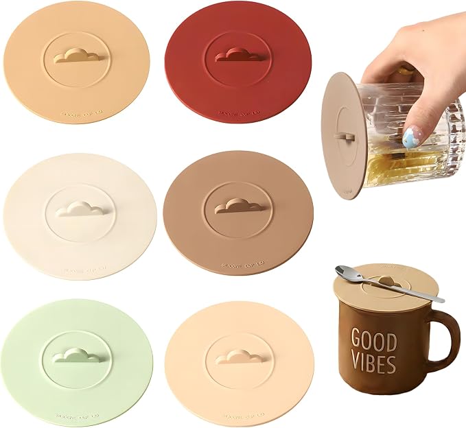 6PCS Silicone Cup Lids Mug Cover, Colorful Food Grade Anti-dust Airtight Seal by Unknown