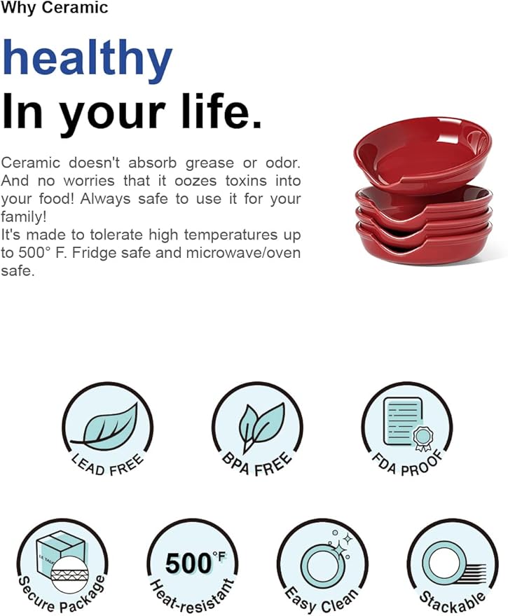 LE TAUCI Ceramic Spoon Rest, 4.8 Inch Spoon Rest for Stove Top, Spoon Holder for Kitchen Counter, Coffee Spoon rest, Utensil Rest for Cooking, Red
