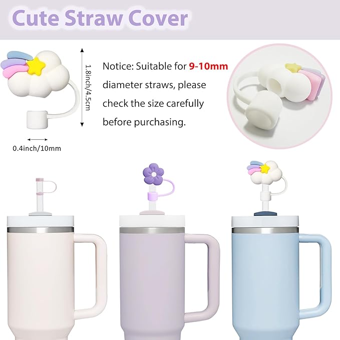 Stanley Cup Accessories Set Including 6 Pcs Silicone Spill Proof Stopper, 2 Pcs Straw Cover Cap for 9-10 mm Straws, 1 Pcs Purple Silicone Boot for Stanley Cup 40oz & 30oz Tumbler (ORCHID)