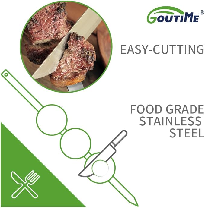 Goutime Kabob Skewers, 27 Inch,1 Inch Wide Stainless Steel Flat BBQ Barbecue Kebab Skewers,No-Wood Handle,for Persian,Brazilian,Koobideh Grilling,Set of 7 with Storage Bag