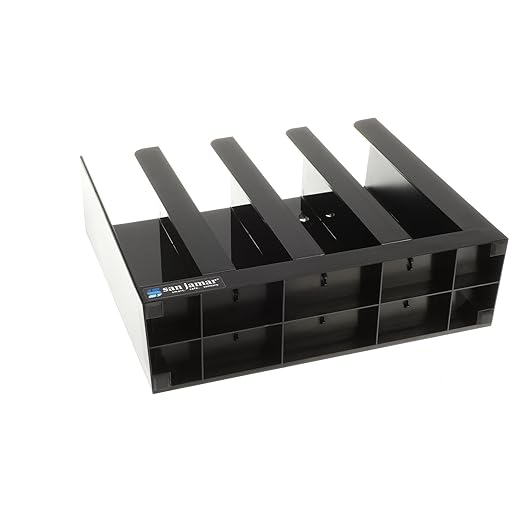 San Jamar Portion Cup and Lid Organizer Fits 2" Cups and Lids with Removable Dividers for Kitchen, Restaurant, and Fast Food, Plastic, 10 x 11.5 x 3.25 Inches, Black