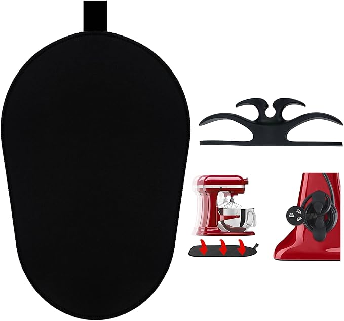 Sliding Mat for Kitchenaid Mixer, Mover Mat Pad for 5-8Qt Bowl Lift Stand Mixer, Kitchen Appliance Slider Compatible for Pro 600 Stand Mixer with Black Kitchen Accessory, Kitchen Aid Mixer Accessories