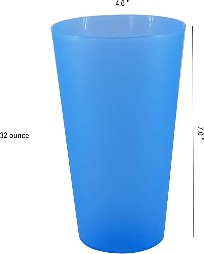 32-ounce Cups, BPA-free Plastic Tumblers Reusable Dishwasher Safe Set of 12 in 4 Assorted Colors Large Drinking Glasses