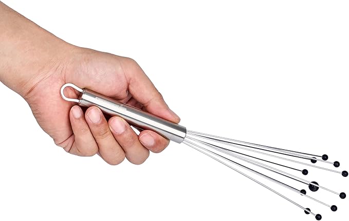 Restaurantware-German Standard 10.6 Inch Ball Whisks, 6 Kitchen Whisks With Silicone Balls - Ergonomic Handle, Dishwashable, Stainless Steel Manual Egg Beater, Durable, For Whisking, Stirring, Mixing
