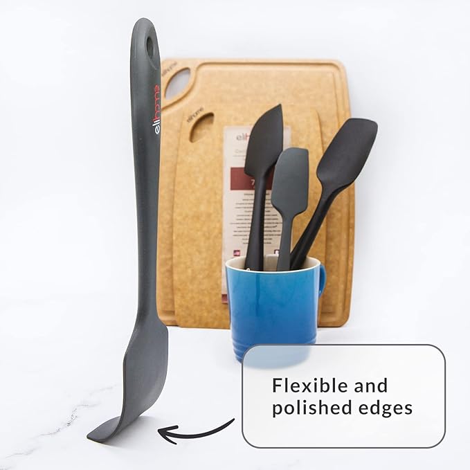 Elihome Chef Series 3 Piece Silicone Spatula Set - 600°F Heat Resistant Non Stick Rubber Kitchen Scraper Spatulas for Cooking, Baking, and Mixing – BPA Free and LFGB Certified Silicone (Grey)