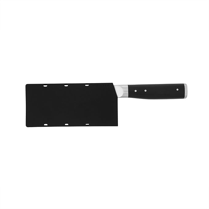 KitchenAid Gourmet Forged Triple Rivet Cleaver Knife with Custom Fit Blade Cover, 6 inch, Sharp Kitchen Knife, High Carbon Japanese Stainless Steel Blade, Meat Cleaver, Black