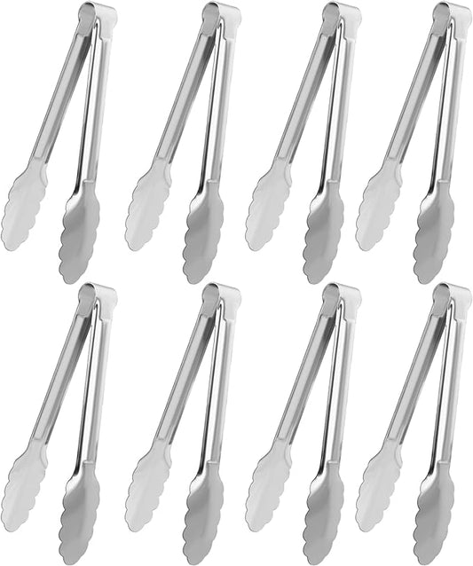 8 Pack Serving Tongs XEVOM Kitchen Tongs,Buffet Tongs, Stainless Steel Food Tong Serving Tong,small tongs (9inch)