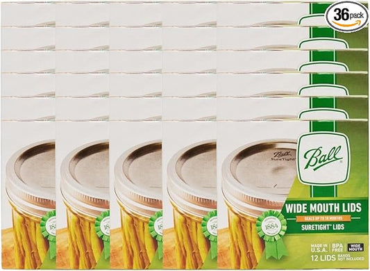 Ball Mason Jar Lids, Wide Mouth, 12 CT (Pack of 36)