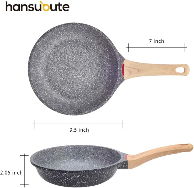 Induction Nonstick Frying Pan,Light Weight Skillet,Healthy Non Toxic Omelet Pan,All Stoves Compatible Egg Pan (grey, 9.5inch)