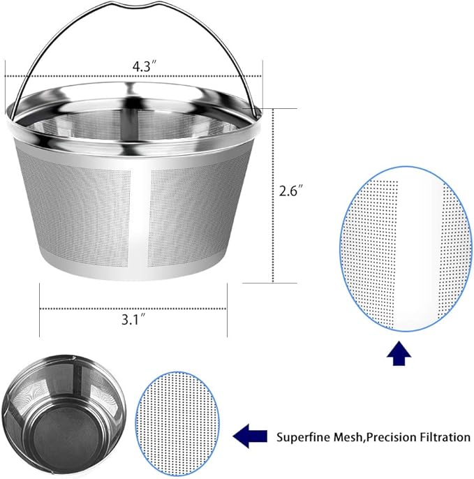 Reusable Basket-Style Permanent Coffee Filters, Perfect Fit 8-12 Cup Mr. coffee, Black and Decker Basket-Style Coffee Maker Filters and Replace Basket Paper Filters (Black and Decker)