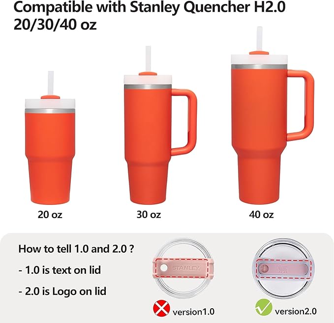 Silicone Spill Stopper Set Compatible with Stanley Cup 2.0 30oz & 40oz with Straw Cover, Set of 4