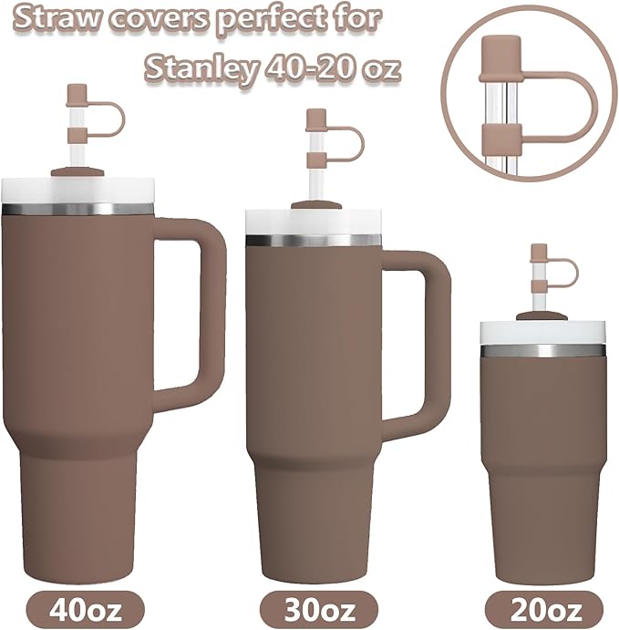 6PCS Silicone Straw Covers Cap Compatible with Stanley Cup 30-40 oz Tumbler with Handle 10mm Straw Toppers Reusable Cover for Stanley Cup Accessories