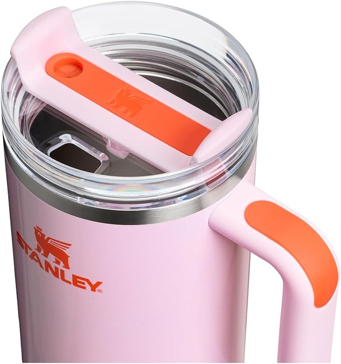 STANLEY Quencher H2.0 Tumbler with Handle and Straw 40 oz | Flowstate 3-Position Lid | Cup Holder Compatible for Travel | Insulated Stainless Steel Cup | BPA-Free | Rose Petal Shimmer