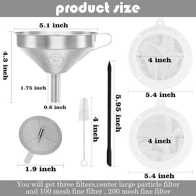 WMKGG 304 Stainless Steel Funnel, 5 Inch Funnels - Image 3