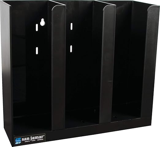 San Jamar Portion Cup and Lid Organizer Fits 2-3" Cups and Lids with Removable Dividers for Kitchen, Restaurant, and Fast Food, Plastic, 10 x 11.5 x 3.75 Inches, Black