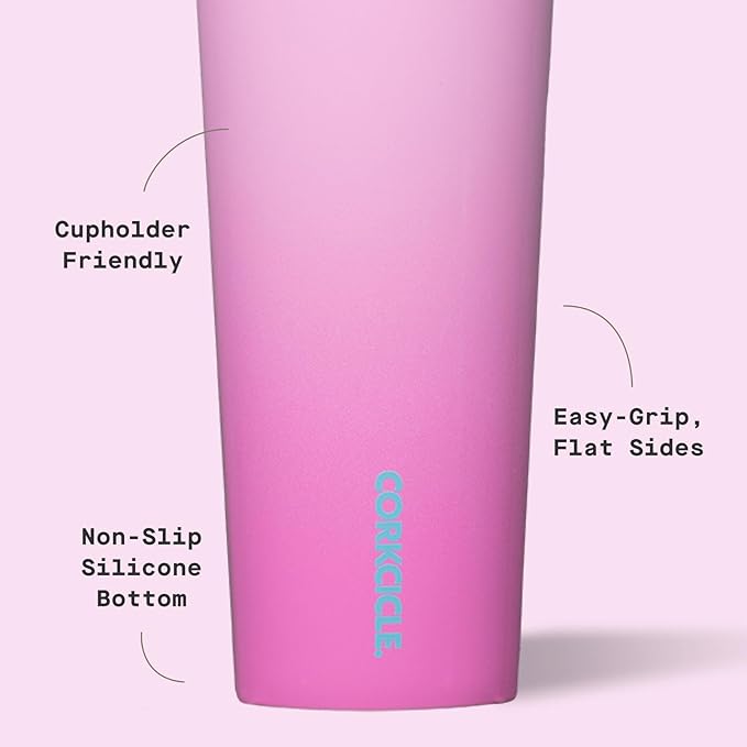 Corkcicle Classic Tumbler - Keeps Drinks Cold 9 Plus Hours - Triple Insulated Stainless Steel Drink Tumbler - Sliding Lid - Summer Drinkware Gift - Keeps Drinks Ice Cold - 24 oz - Pink Pop