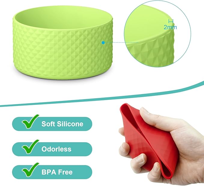 Upgrade 2PCS Protective Silicone Boot Bumper for Stanley Quencher Adventure 40oz 30oz 20oz Tumbler, Water Bottle Bottom Sleeve Cover Accessories for Stanley Mug Cup(Grape Green)