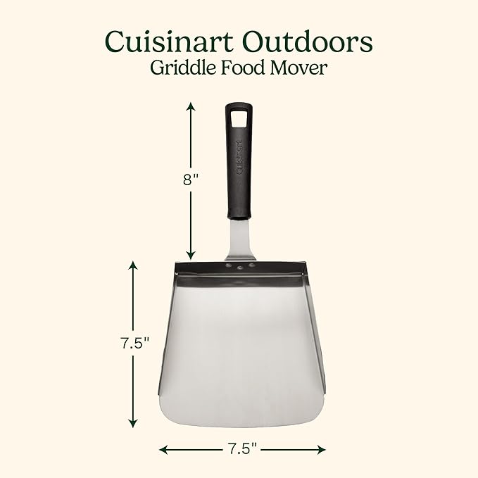 Cuisinart Griddle Food Mover - Extra-Large Stainless Steel Spatula for Rice, Vegetables and More, Perfect BBQ Tool, Cookouts, and Griddles, Large Scooper, 5-cup Capacity Food Scoop