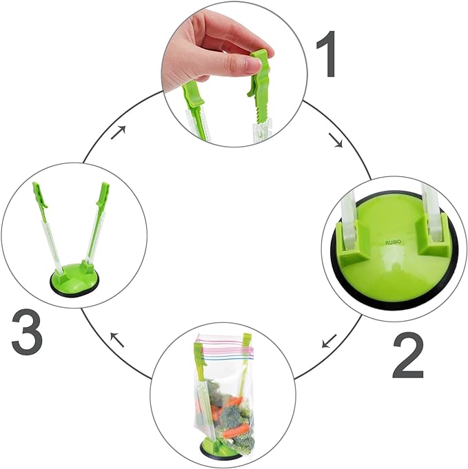 Ruibo Ziplock Bag Holder Stand Adjustable for Plastic Freezer Bags/Hands Free Baggy Rack Gallon Bag Holder Stand,6 Pack/6pcs