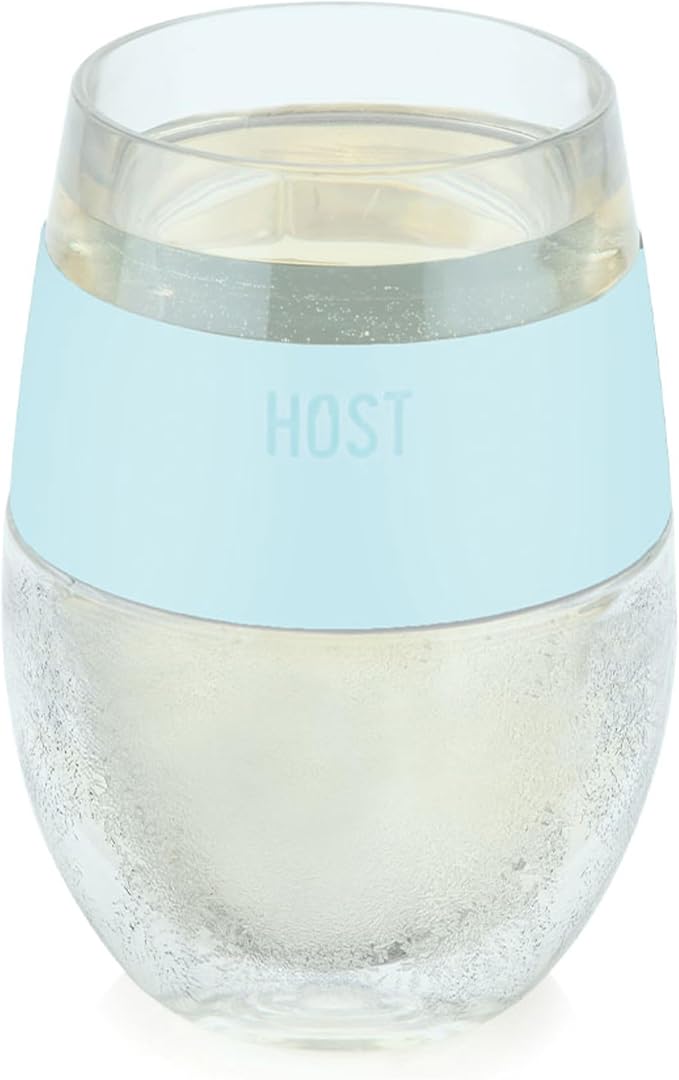HOST Wine Freeze Cooling Cup, Plastic Double Wall Insulated Freezable Drink Chilling Tumbler with Freezing Gel Wine Glasses for Red and White Wine, Set of 1, 8.5 oz, Ice