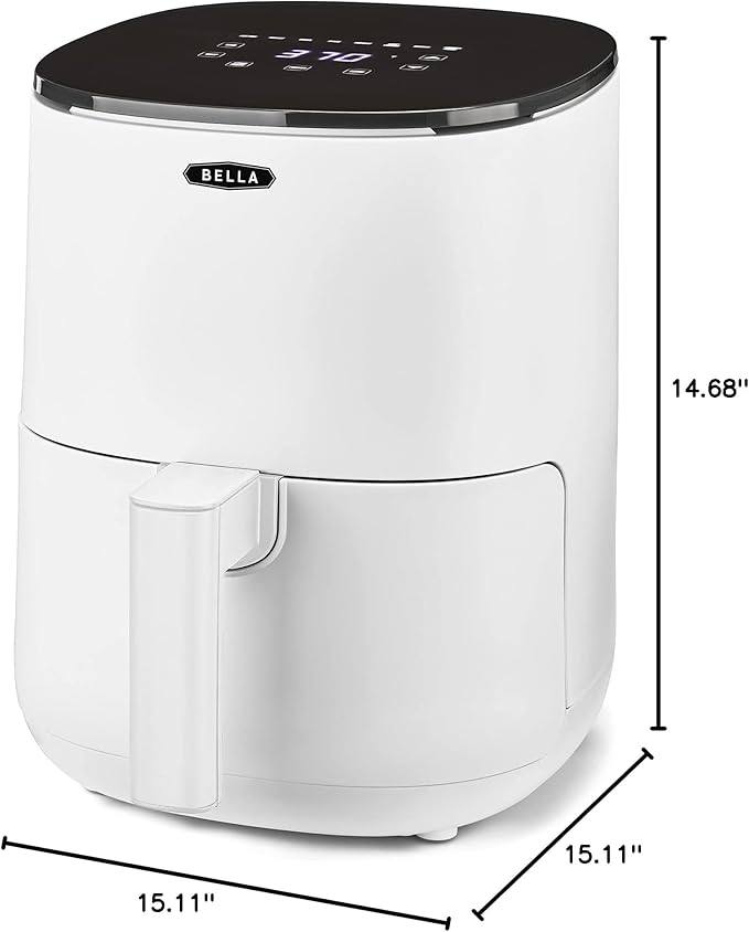 BELLA 2.9QT Touchscreen Air Fryer, No Pre-Heat Needed, No-Oil Frying, Fast Healthy Evenly Cooked Meal Every Time, Dishwasher Safe Non Stick Pan and Crisping Tray for Easy Clean Up, Matte White