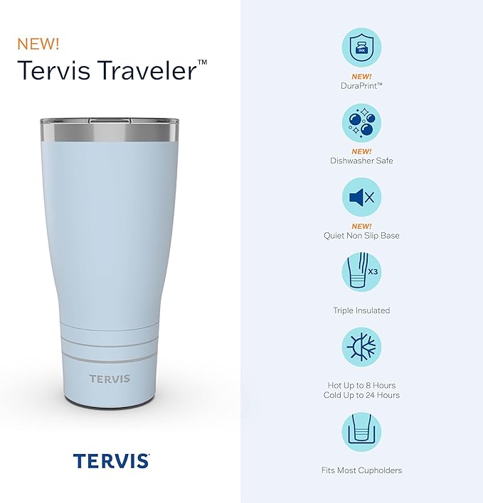 Tervis Traveler Kelly Ventura Floral Collection Triple Walled Insulated Tumbler Travel Cup Keeps Drinks Cold & Hot, 30oz, Posy