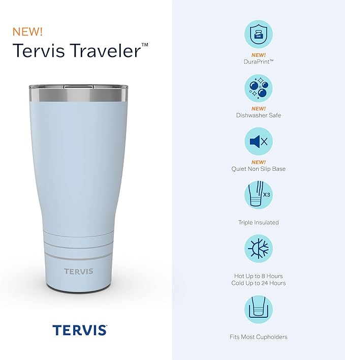 Tervis Traveler Kelly Ventura Floral Collection Heather Rose Triple Walled Insulated Tumbler Travel Cup Keeps Drinks Cold & Hot, 30oz - Stainless Steel, Heather Rose