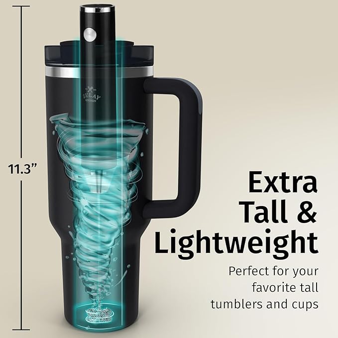 Zulay Kitchen Lux Rechargeable Milk Frother Handheld - Powerful 2-Speed Motor, Fully Waterproof, 2000mAh Battery - Drink Mixer For Latte, Cappuccino, Matcha, Protein Powder - White