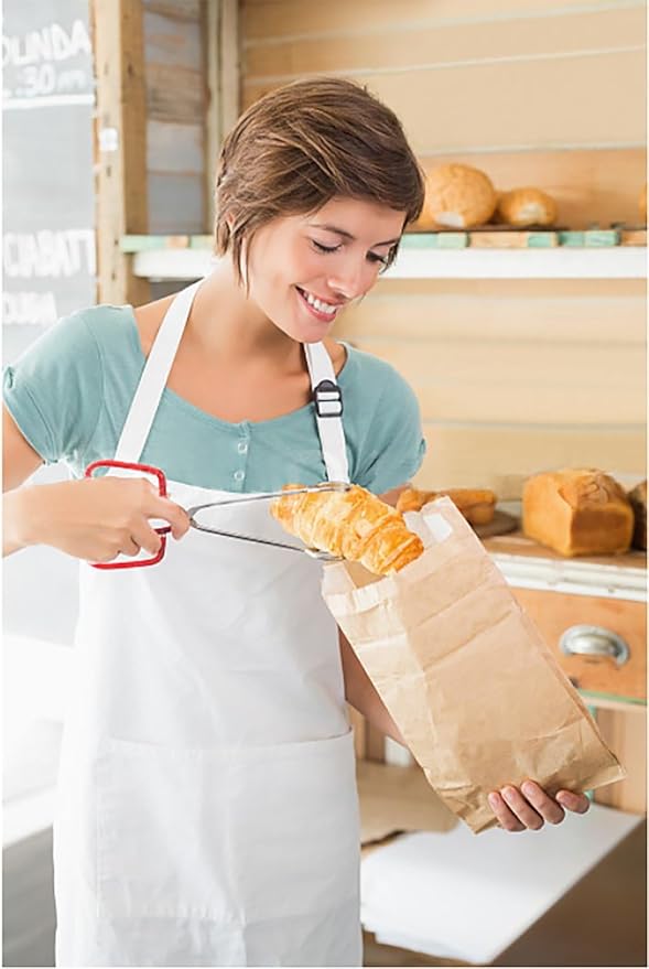 10-Inch Heavy Duty Stainless Steel Kitchen Tongs - Non-Slip Comfortable Red Grip, Scissor Design, Heat Resistant for BBQ and Cooking