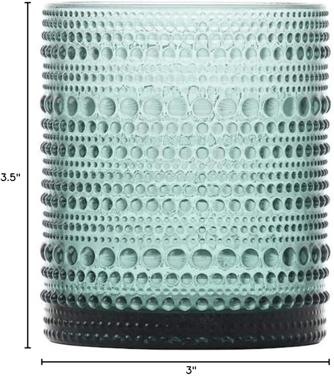 Fortessa Jupiter Beaded Hobnail Glass, 10 Ounce Double Old Fashioned (Set of 6), Sage Green