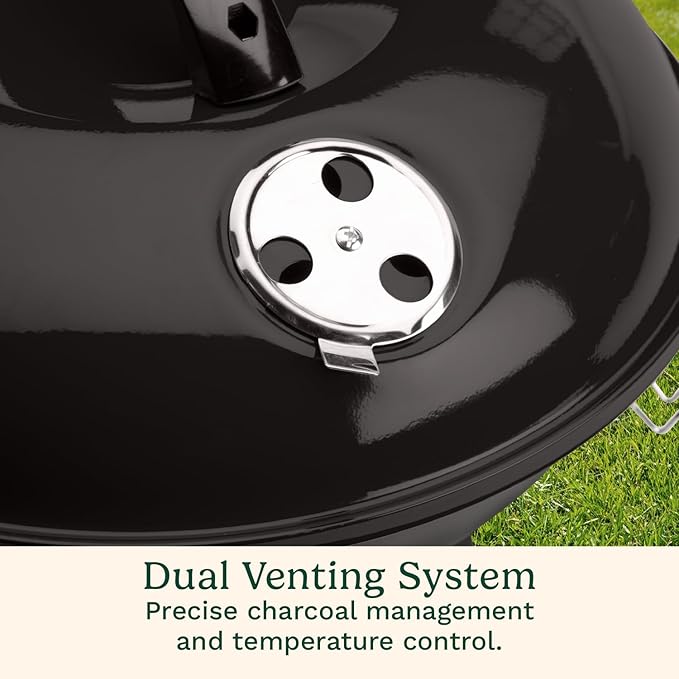 Cuisinart 14" Portable Charcoal Grill, Tabletop Outdoor Small Grill with Locking Lid and Dual Vents, Chrome Plated Travel Size BBQ Perfect for Camping, Tailgates, Cookouts, Black