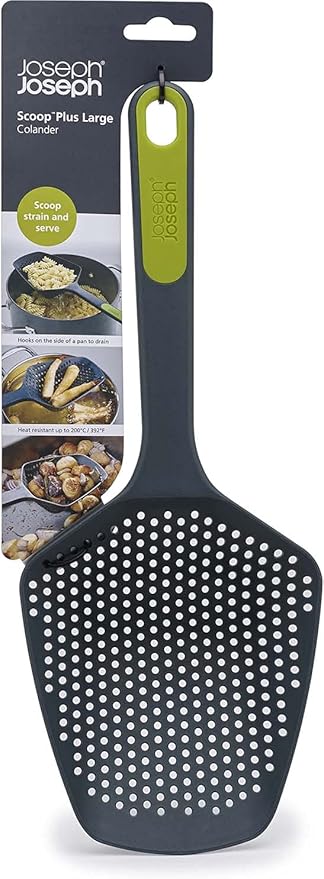 Joseph Joseph Scoop Colander Strainer Slotted Spoon, Large, Gray/Green