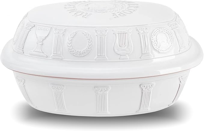 Romertopf Clay Roaster | 50 Years Anniversary Edition | Non-Stick Dutch Oven | Healthy Pot Cooking | Clay Baker | Versatile Cooking Vessel - 5.2 Quarts (5 Liters) for up to 8 people - White