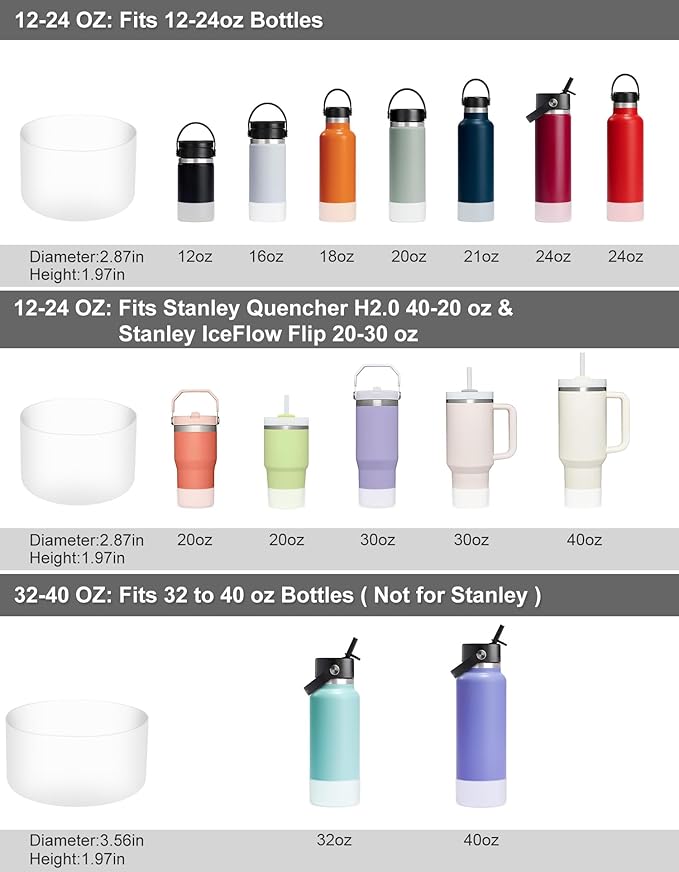 CHEETAH Protective Boot for Hydroflask Water Bottle 12oz - 40oz, BPA Free Bottom Silicone Sleeve Cover, Compatible with All Water Bottles with Bottom Width of 2.87-3.56in