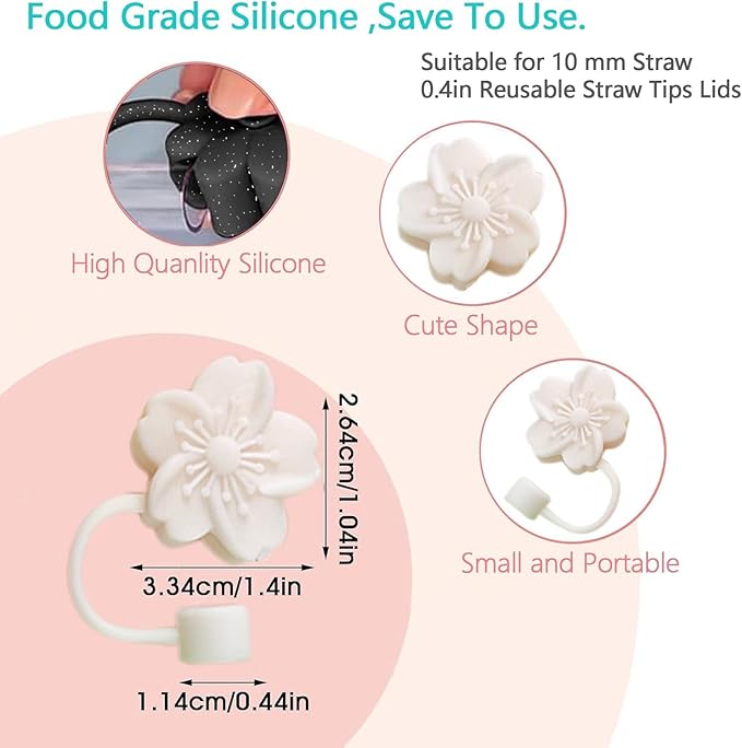 Silicone Straw Caps for 10mm Tumblers | Reusable Dust-Proof Straw Toppers Compatible with Stanley 30oz & 40oz Tumbler (white 3p)