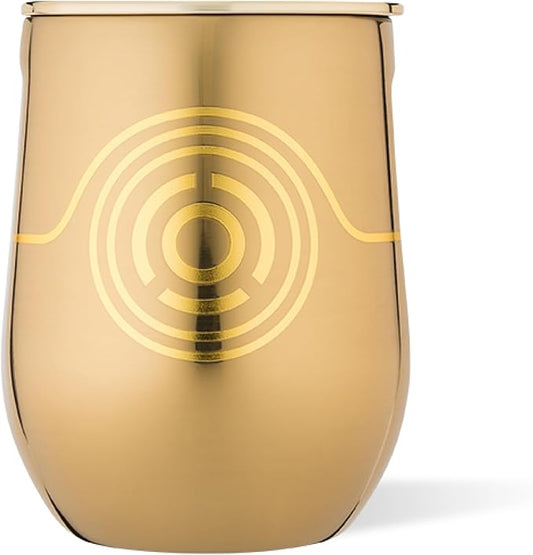 Corkcicle Stemless Insulated Wine Glass Tumbler - Keeps Beverages Cold 6 Hours & Hot 3 Hours - Stainless Steel - Easy-Grip - Summer Drinkware Gift - Keeps Drinks Ice Cold - 12 oz - C-3PO
