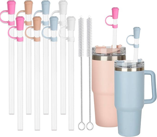 Reusable Straw Replacement compatible with Stanley Cup, with Reusable Stopper Cover, 8-piece set Accessories Fit Stanley Quencher H2.0 14/20/30/40 oz Tumbler with Handle